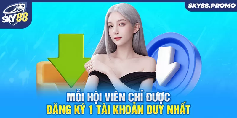 Mỗi hội viên chỉ được đăng ký 1 tài khoản duy nhất 